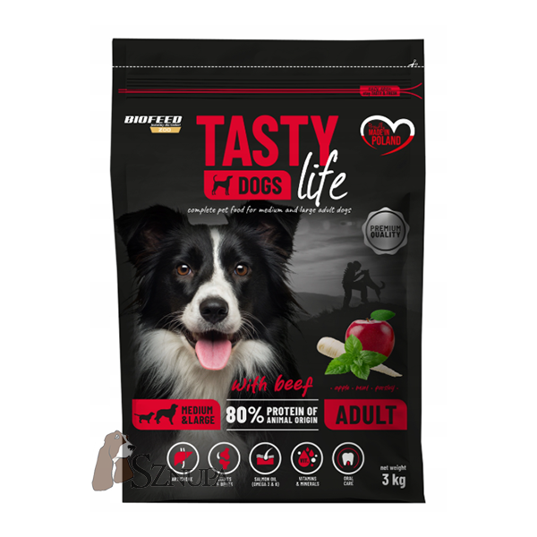 BIOFEED TASTY DOGS LIFE ADULT M&L WITH BEEF - 3KG