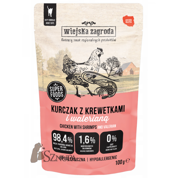 WIEJSKA ZAGRODA KOT KURCZAK Z KREWETKAMI I WALERIANĄ - 100G