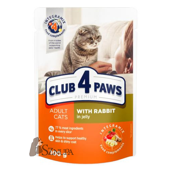 CLUB 4 PAWS ADULT CATS WITH RABBIT IN JELLY - 100G x 6