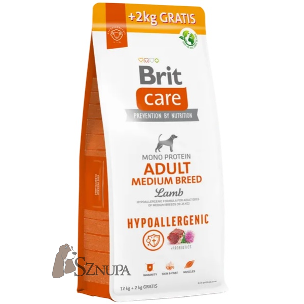 BRIT CARE DOG HYPOALLERGENIC ADULT MEDIUM LAMB - 12KG + 2KG GRATIS!