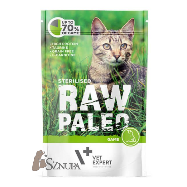 VET EXPERT RAW PALEO STERILISED CAT GAME - 100G