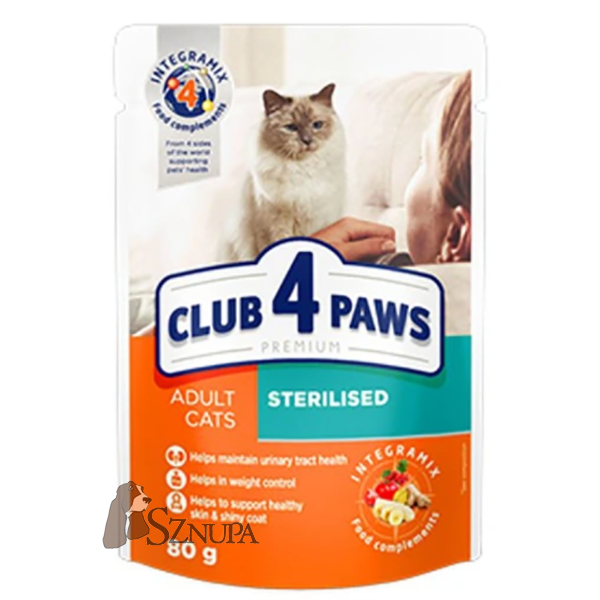 CLUB 4 PAWS STERILISED CHICKEN - 80G x 6