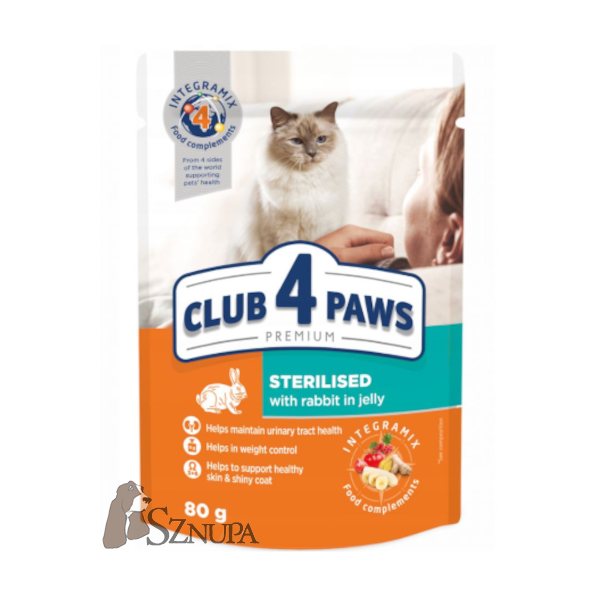CLUB 4 PAWS STERILISED WITH RABBIT IN JALLY - 80G