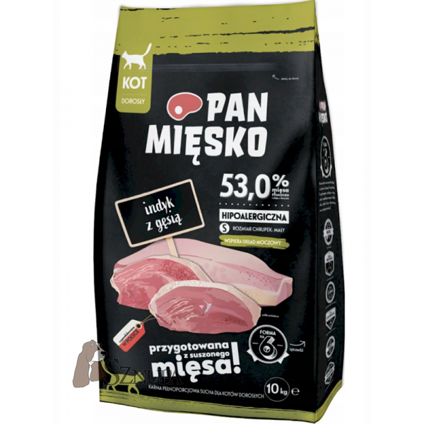 PAN MIĘSKO KOT INDYK Z GĘSIĄ S - 10KG