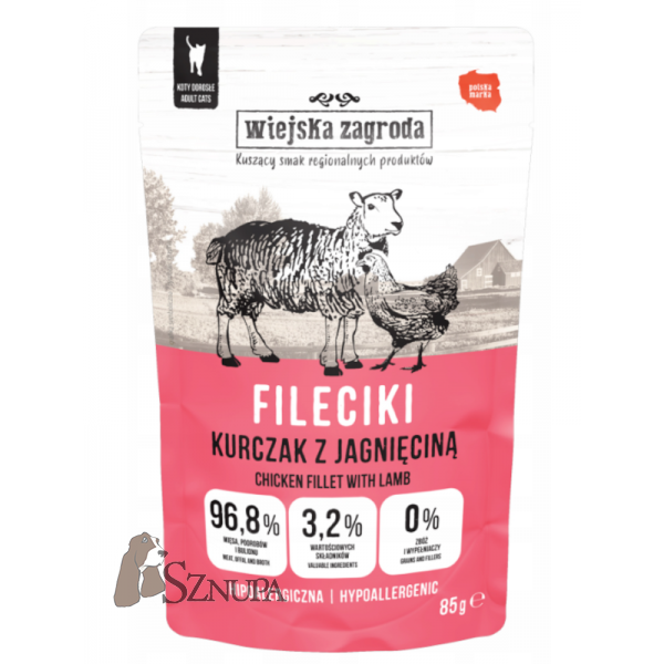 WIEJSKA ZAGRODA KOT FILECIKI Z KURCZAK Z JAGNIĘCINA - 85G