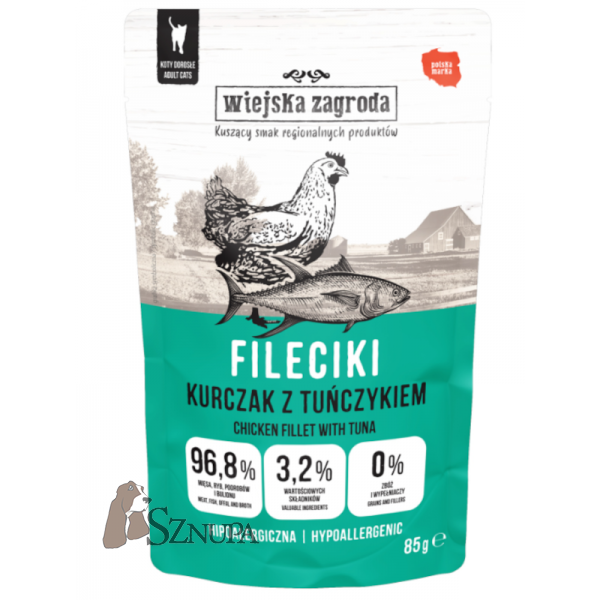 WIEJSKA ZAGRODA KOT FILECIKI KURCZAK Z TUŃCZYKIEM - 85G