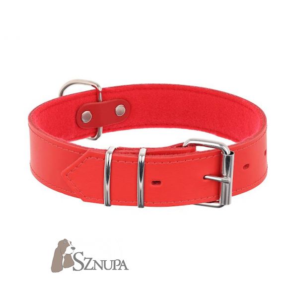 DINO A.OBROŻA SKÓRZANA 40MM/57CM - CZEWRONA